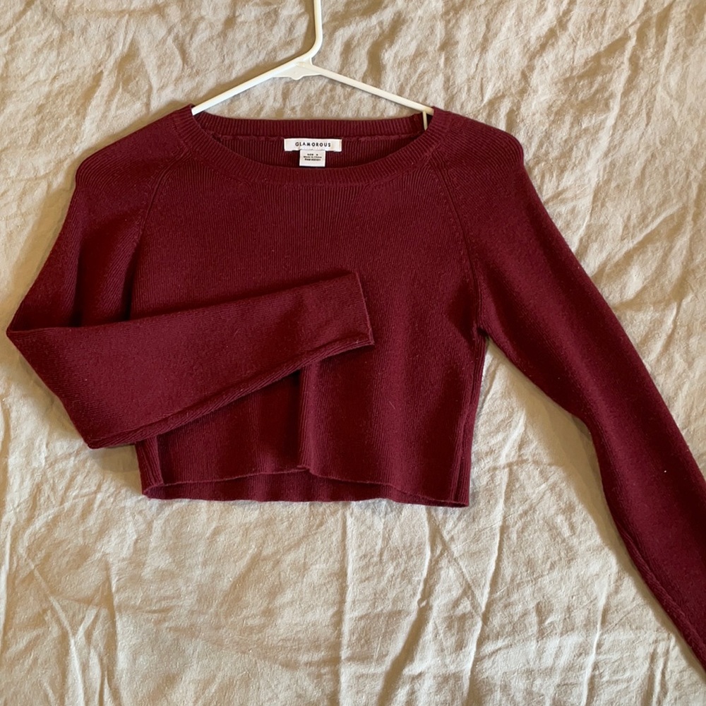 Maroon crop sweater top